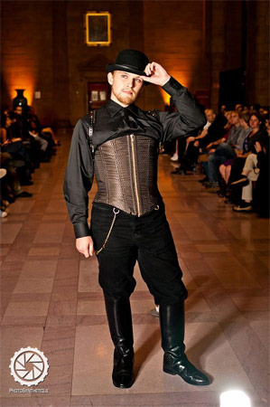 Man in corset by Ezra Sabine