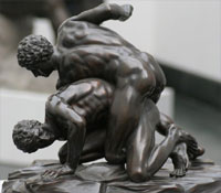 Greek sculpture with male nudity