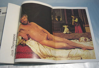Jack Thompson centerfold in Cleo, November 1972, posed as the Venus of Urbino